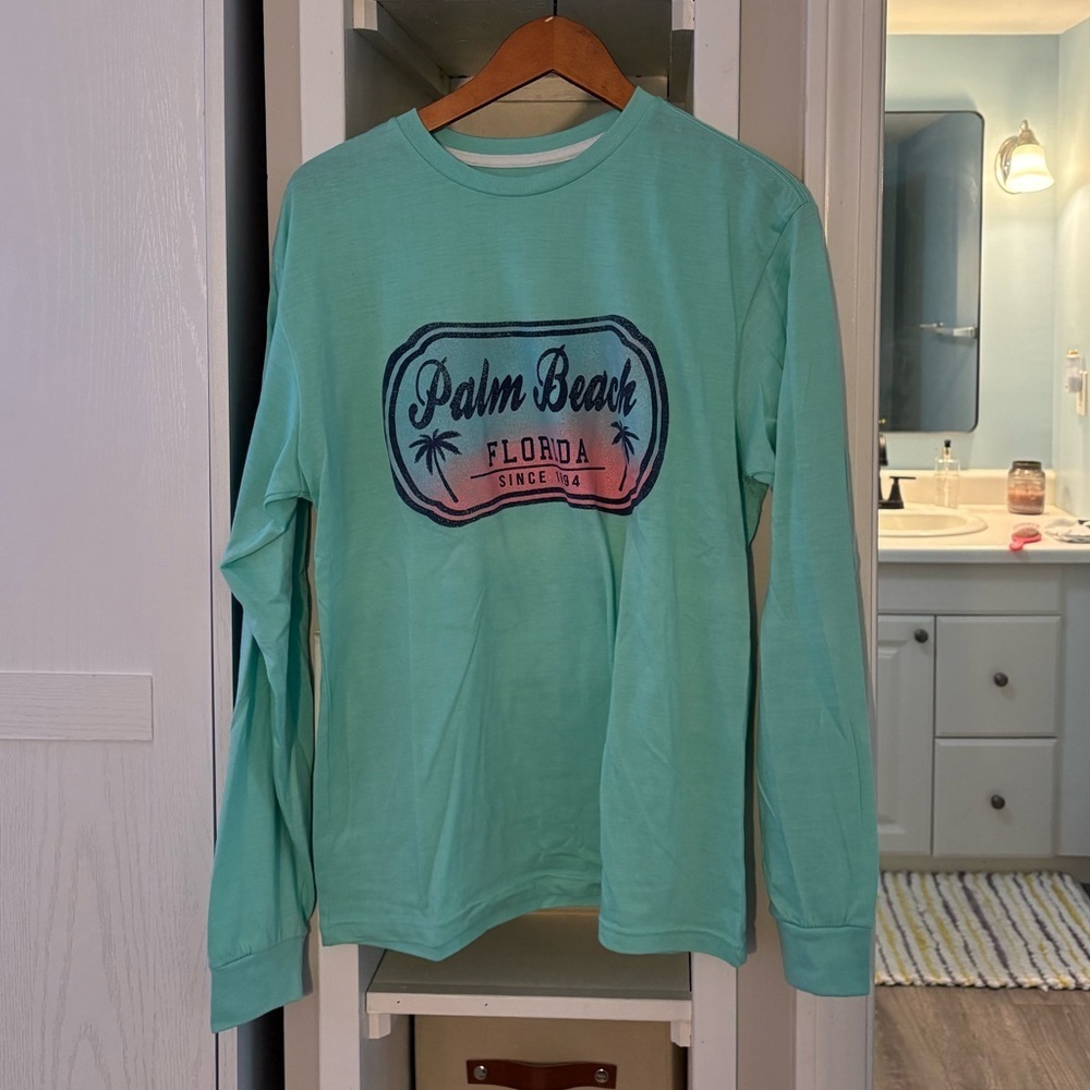 Palm Beach Florida Long Sleeve Tee - Mint Green